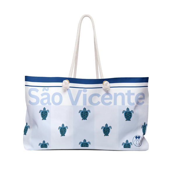 Tartaruga blue tote bag with hand-drawn coastal artwork”