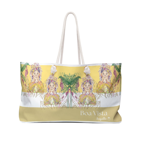 Boa Vista Beach Bag by Bagallo featuring hand-painted Cabo Verde island artwork