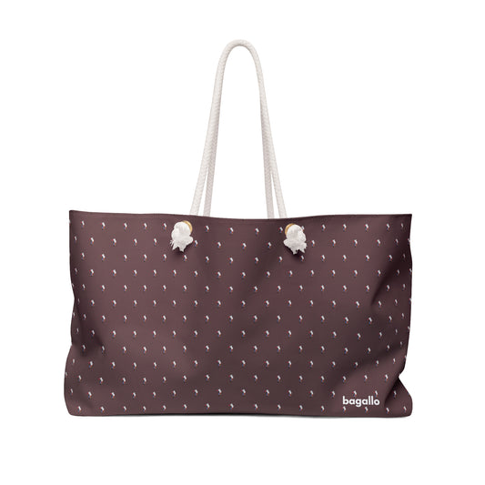 Polka Dot Weekender Bag - Chocolate Brown Travel Tote